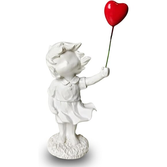 Love Balloon Girl-white Resin Ornaments Graffiti Art Statue Decorative Objects - Picture 1 of 6